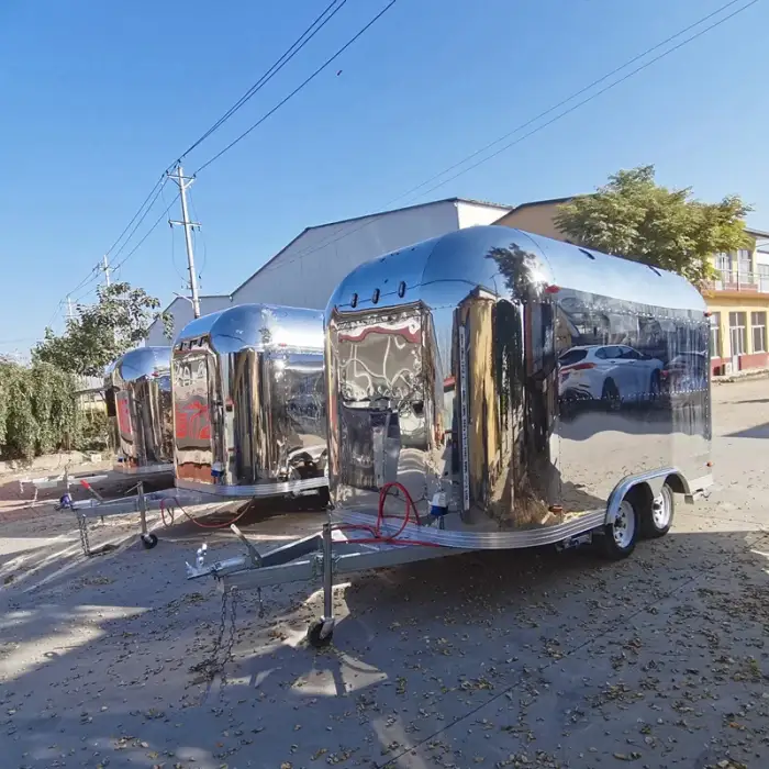 Mobile Kitchen Food Van - Fast Food Trailer with Solar Fridge &amp; Ice Cream Push Cart