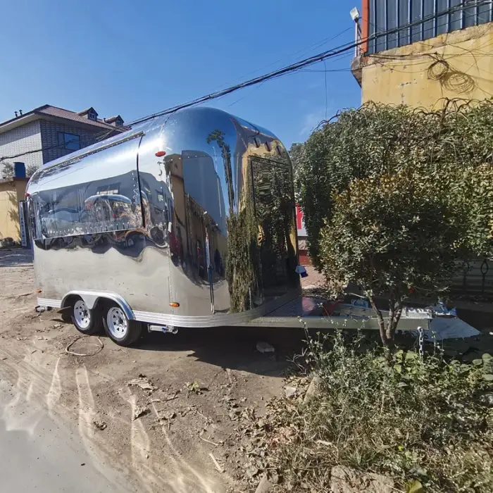 Mobile Kitchen Food Van - Fast Food Trailer with Solar Fridge &amp; Ice Cream Push Cart