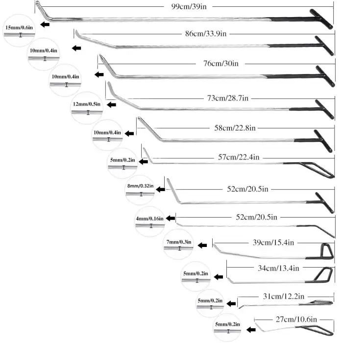 21pcs pdr rods dent remover tools dent repair tools pdr tools kit hail damage removal car ding dent repair rod hook