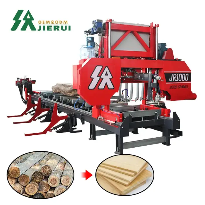 Auto CNC heavy duty sawmill Gasoline Hydraulics Wood Saw Portable Sawmill Machine with Mobile Trailer wood band sawmill