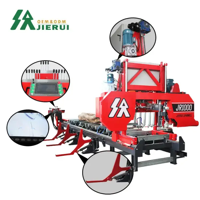 Auto CNC heavy duty sawmill Gasoline Hydraulics Wood Saw Portable Sawmill Machine with Mobile Trailer wood band sawmill