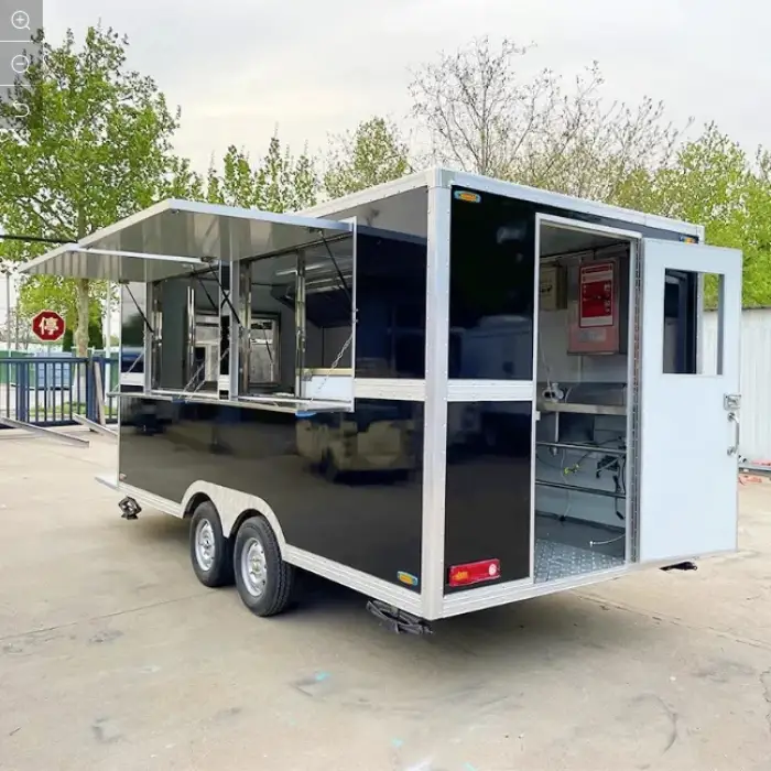 12ft Commercial Food Vans Concession Street Mobile Truck Cart Fast Food Trailer With Full Kitchen For Sale USA Europe Australia