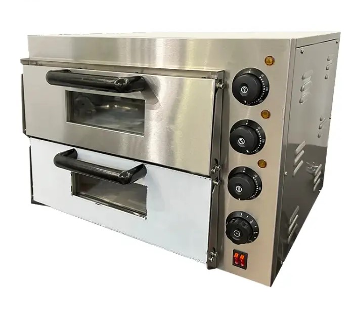 WDouble Deck Stainless Steel Electric Pizza Oven for Baking Food.