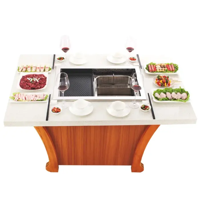 Smokeless Electric Korean BBQ Grill and Hotpot Stove With Rise and Drop Function