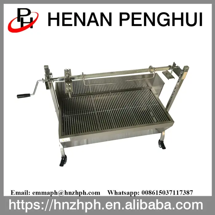 Commercial Korean Brazilian Cyprus Rotisserie Cast Iron Charcoal BBQ Grill Table