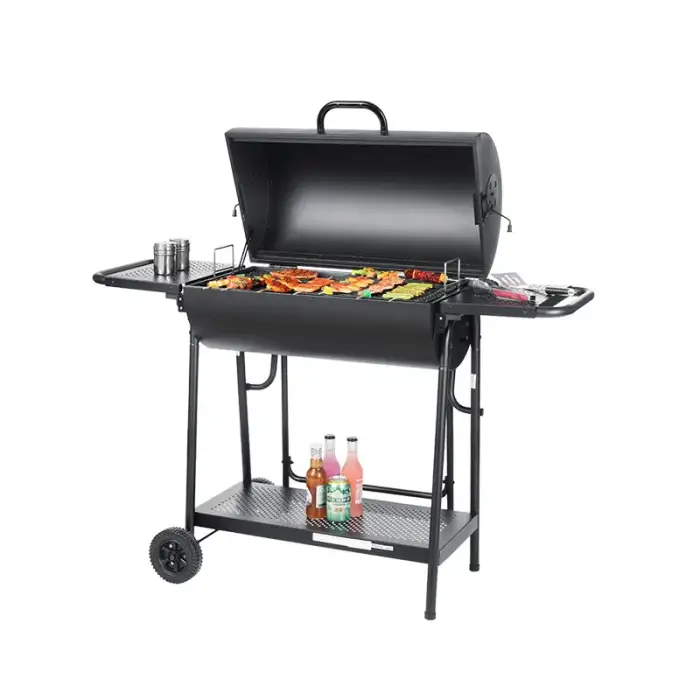 Outdoor Large Cooking Area Barbecue Smoker Charcoal Bbq Grill with Side Table Smoker Stainless Steel Indoor and Outdoor Support