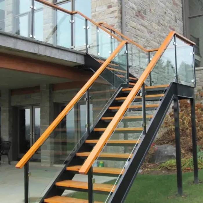 Prefabricated Exterior Stairs Straight Wooden Stairs For Outside Prices