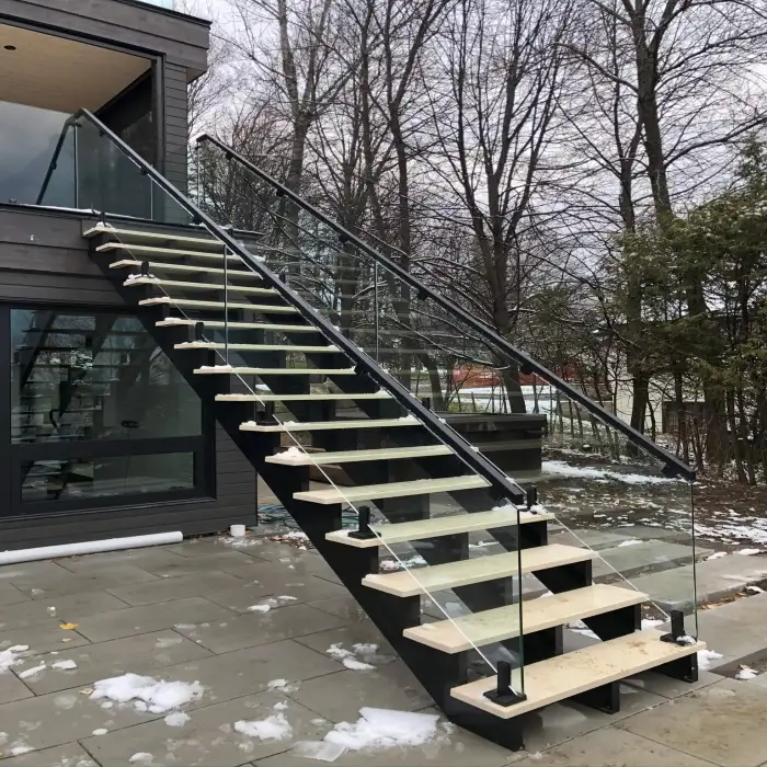 Prefabricated Exterior Stairs Straight Wooden Stairs For Outside Prices