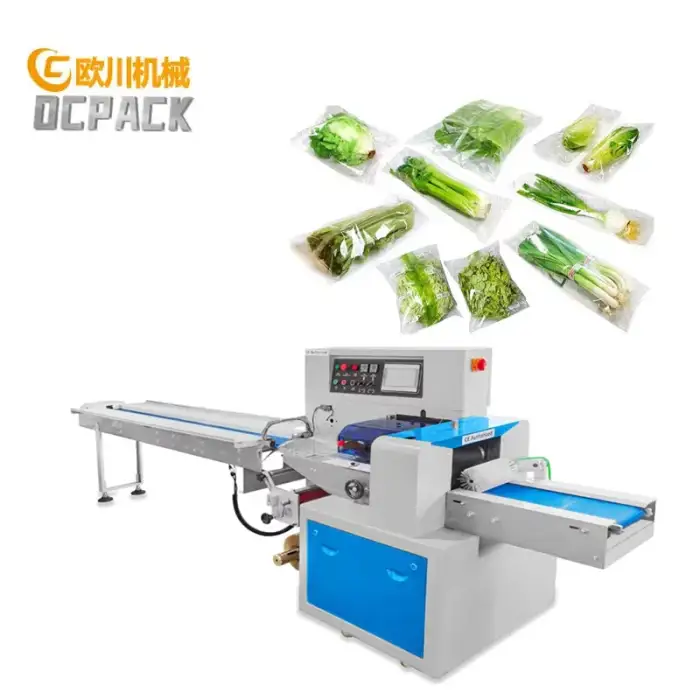 Lettuce flow pack warp fruit and vegetable packing machine