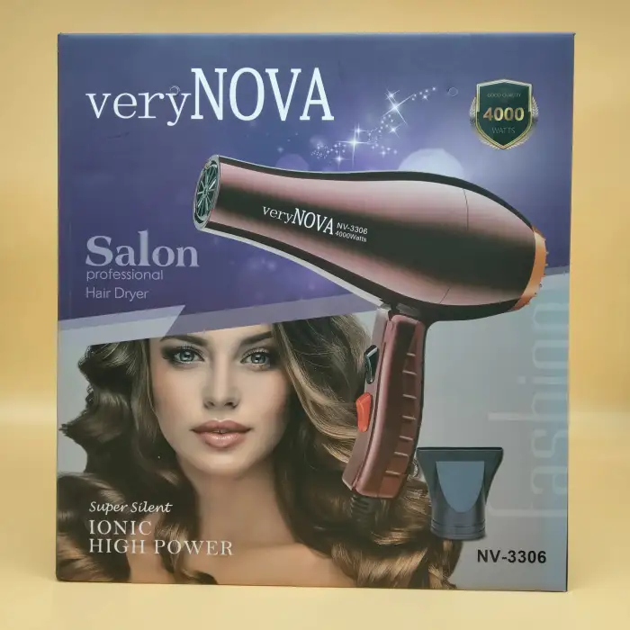 VERYNOVA NV3306 PROFESSIONAL HAIR DRYER: STRONG BARBER SALON STYLING TOOLS, HOT/COLD AIR BLOW DRYER, 3 SPEED ADJUSTMENT