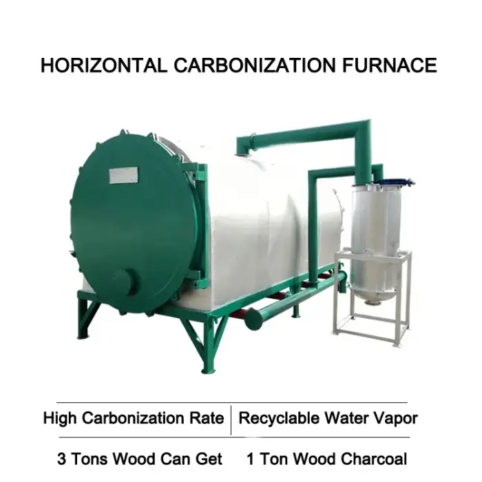 Industrial wood log rice husk palm kernel charcoal carbonization furnace plant