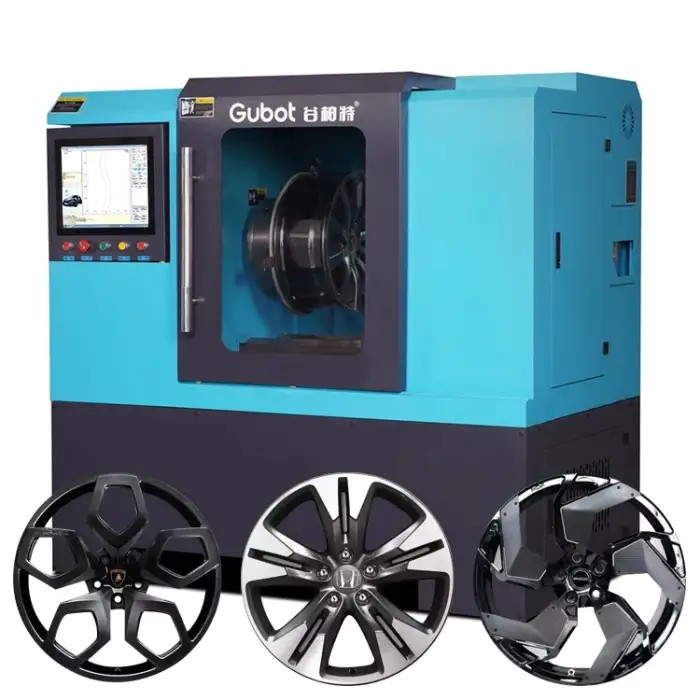 High-Precision Automatic Rim Repair Lathe - CNC Alloy Mag Wheel Diamond Cutting Refurbishment Machine LSB300 Gubot Horizontal