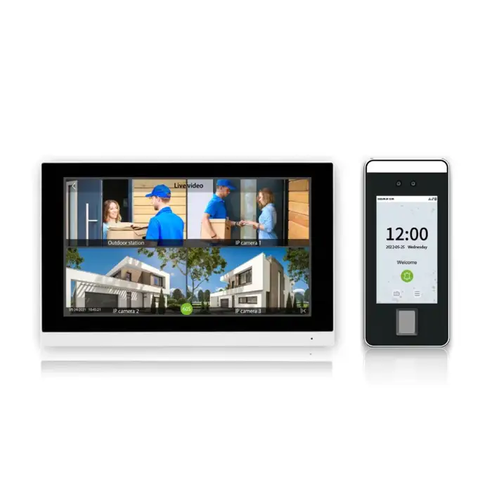 VI01 7 inch Touch screen video intercom system with face access control terminal and IP Camera VI01