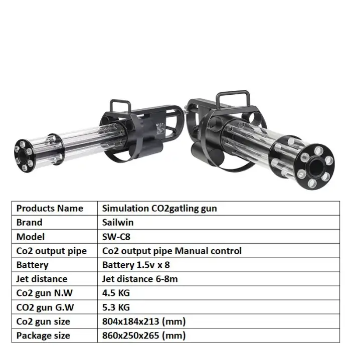 Sailwin RGB Jet Cannon: LED CO2 Cryo Gun for DJ &amp; Disco Parties