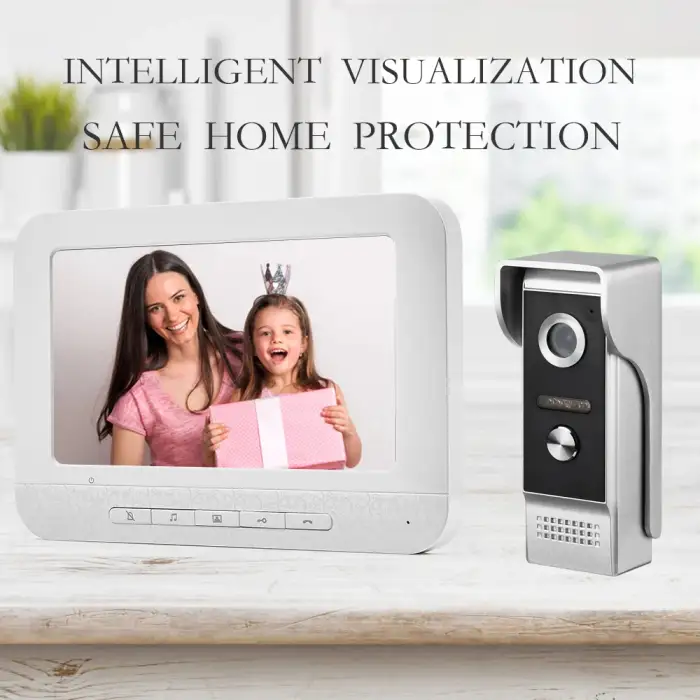 4 Wire Video Door Phone  Intercom System With  Display hd 720p 7 Inch Screen Doorbell Home Apartment