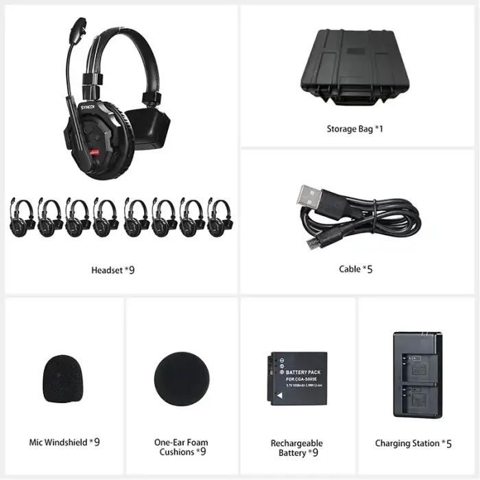 SYNCO Xtalk X9 2.4G Wireless Intercom System MasterFree Noise reduction Intercom Headset (Air Cargo)