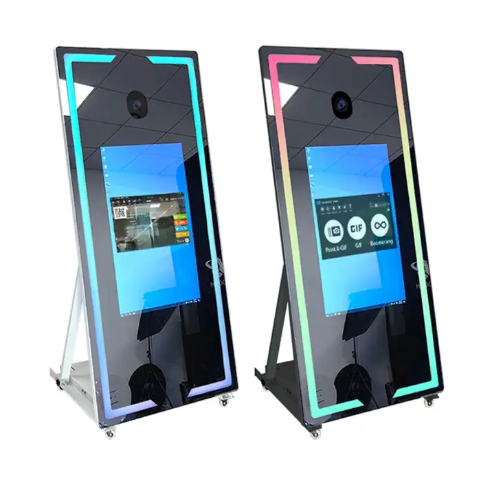 New Arrival Mirror Photobooth - Portable Selfie Magic Mirror with Touch Screen, LED Frame Kiosk, and Camera