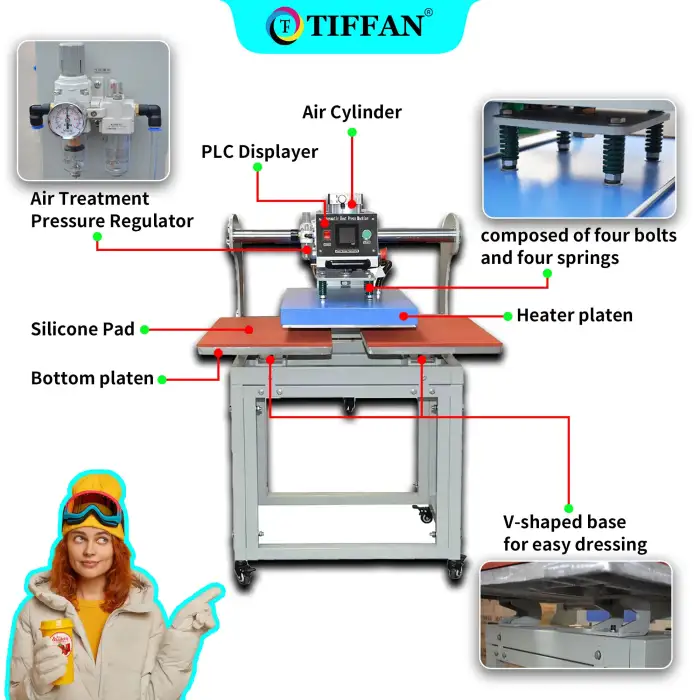 40*60cm Pneumatic Double Station Heat Press Machine