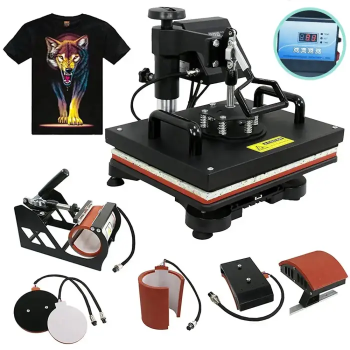 5-in-1 Sublimation Heat Press Machine | Digital Heat Press Machine for Mug, T-shirt, Hats (15x15)