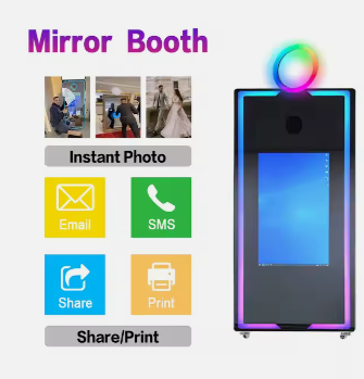 New Arrival Mirror Photobooth - Portable Selfie Magic Mirror with Touch Screen, LED Frame Kiosk, and Camera