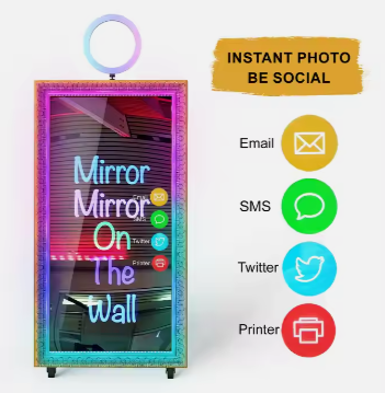 Instant Magic Mirror Photo Booth Machine - Interactive Party Selfie with SLR Compatible Camera, Printer, and Software