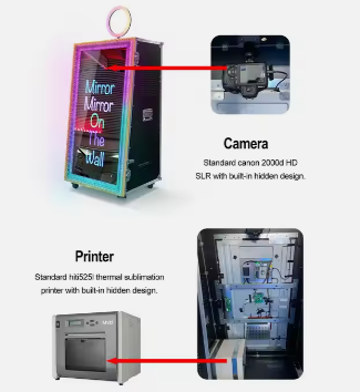 Instant Magic Mirror Photo Booth Machine - Interactive Party Selfie with SLR Compatible Camera, Printer, and Software