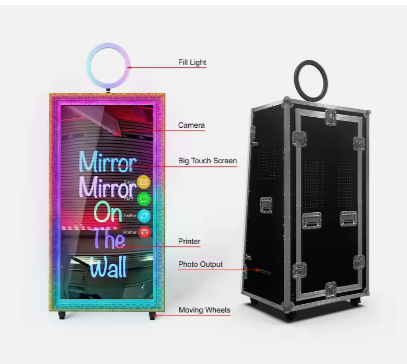 Instant Magic Mirror Photo Booth Machine - Interactive Party Selfie with SLR Compatible Camera, Printer, and Software