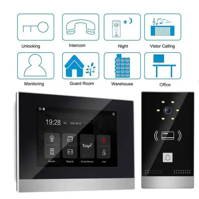 2-Wire Night Vision Door Phone Video Intercom System 7 Inch Screen Home Video Intercom For Villa