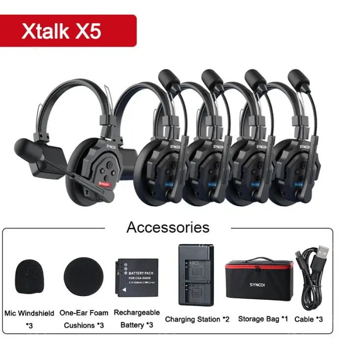 SYNCO Xtalk X5 Xtalk X2 X3 Wireless Intercom System 2.4G Communication Headset With Battery Wireless Microphone for Team Studio