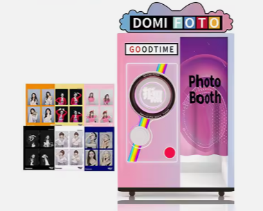 Coin-Operated Mirror Photo Booth Machine - Instant Print Vending Kiosk with Printer