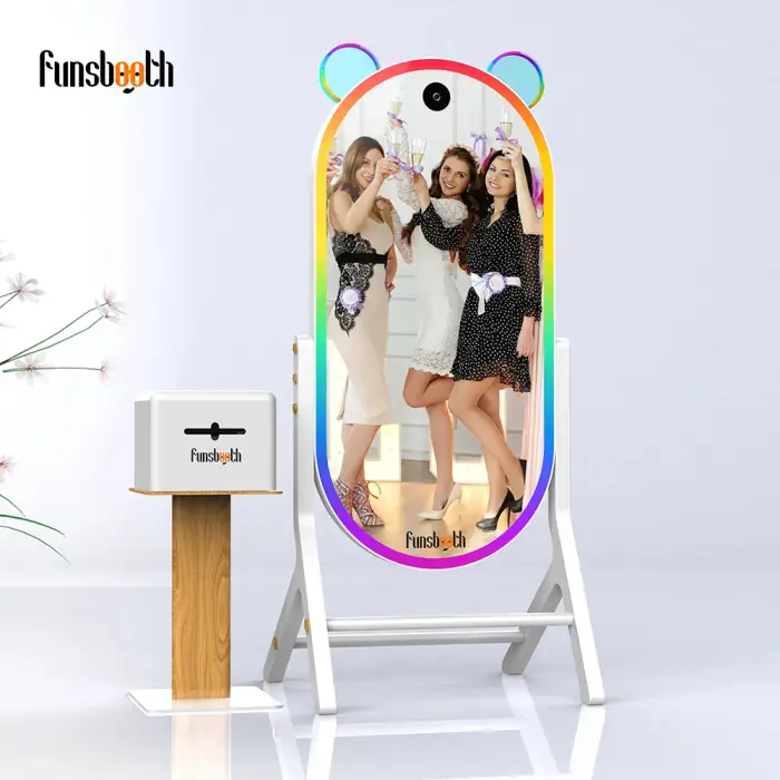 2024 Portable Digital Selfie Mirror Photo Booth - Interactive Touch Screen with Camera and Printer