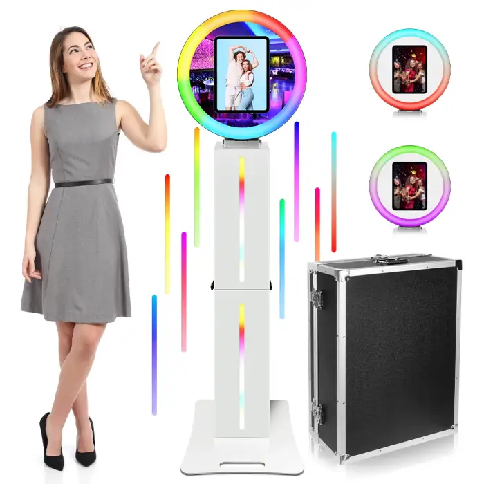 Portable LED Ring Light Roamer - iPad Photo Booth Shell Selfie Stand Machine Kiosk with Flight Case