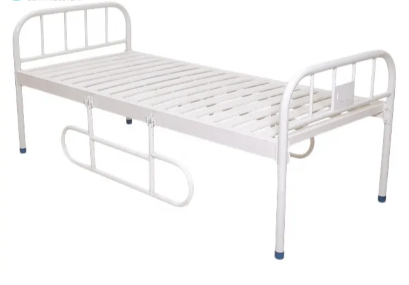 Flat Plain Metal Hospital Bed with Table