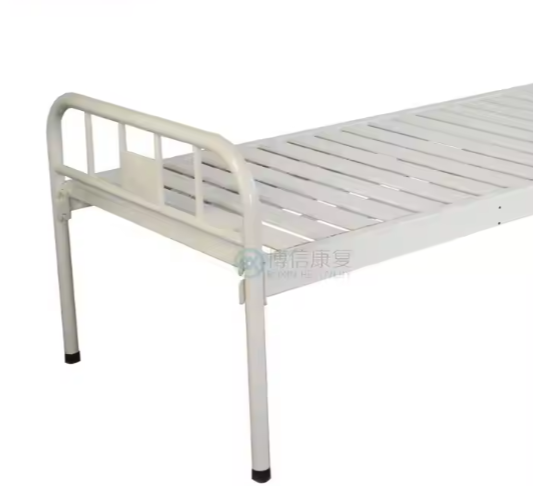 Flat Plain Metal Hospital Bed with Table