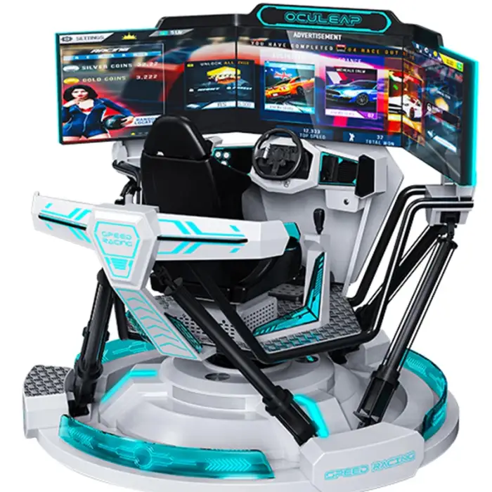 VR Game Machine 3 Screen AR/VR Entertainment Gaming VR Racing Simulator Commercial Coin And Credit Card Payment Systems