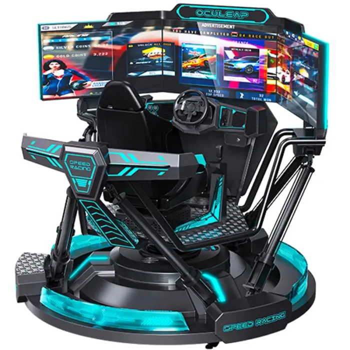 VR Game Machine 3 Screen AR/VR Entertainment Gaming VR Racing Simulator Commercial Coin And Credit Card Payment Systems