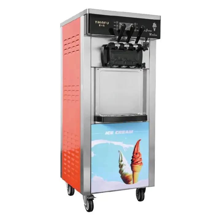 Fully Automatic 20-28L/h Removable Commercial Soft Serve Ice Cream Maker with Pulley