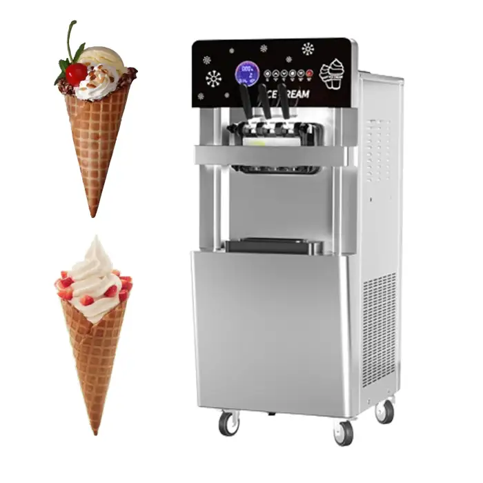 Commercial Italian Ice Cream Machine: Three-Flavors Soft Serve Maker