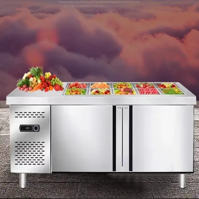 Pizza Prep Table Commercial Workbench Refrigerator Salad Bar Equipment Preparation Table