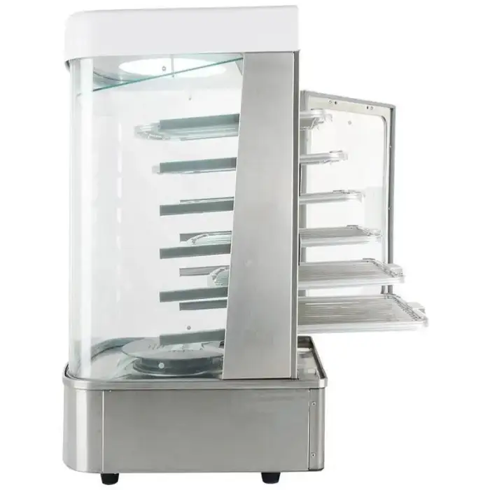 Electric Commercial Stainless Steel Food Warmer Display Showing Baking Kitchen Machine Bun Steamer with Glass