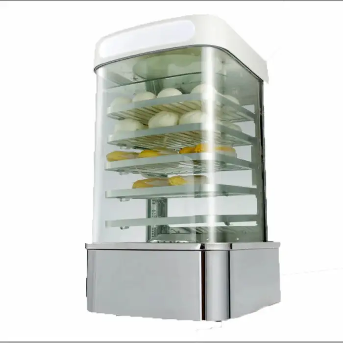 Electric Commercial Stainless Steel Food Warmer Display Showing Baking Kitchen Machine Bun Steamer with Glass