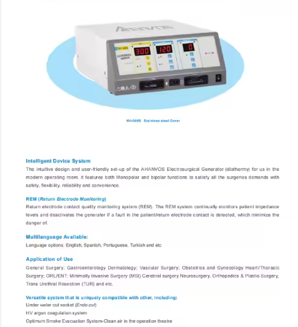 HV-300E 100W High Frequency Electrosurgical Unit Medical Diathermy Cautery Machine for General Surgery Hospital