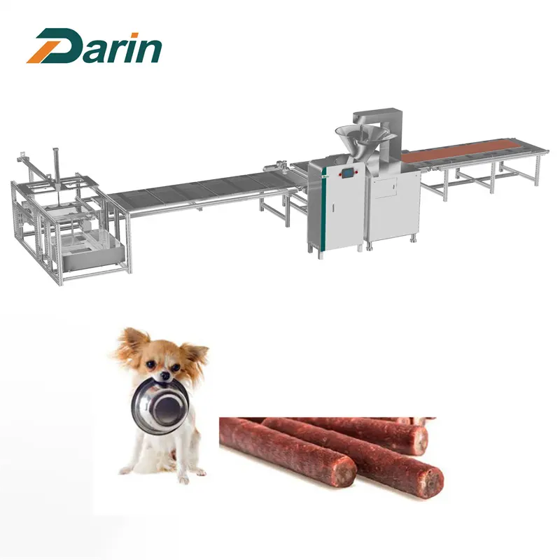 Fully Automatic Dog Chewing Meat Sticks Extruding Cutting Machine With Auto Tray Loading System