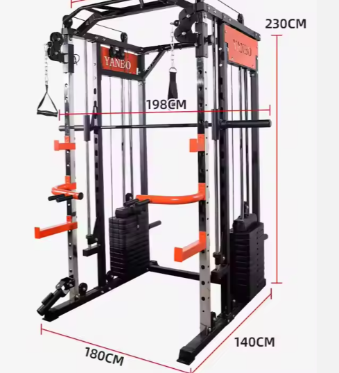 All-In-One Home Gym Equipment Multi-Functional Squat Rack and Smith Machine with Power Rack, Exercise Plate, and Cable Drive