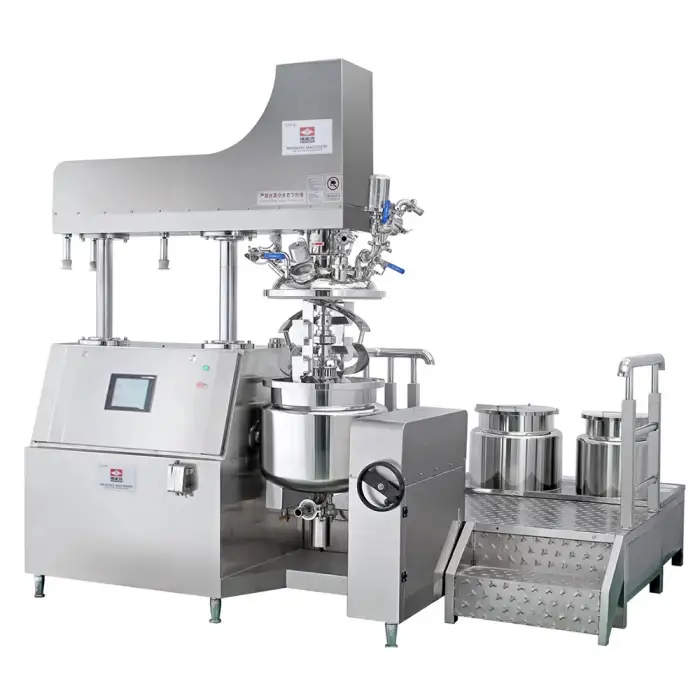 100L homogeneous vacuum emulsifying machine for cosmetic lotion and cream mixing.