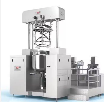 100L homogeneous vacuum emulsifying machine for cosmetic lotion and cream mixing.