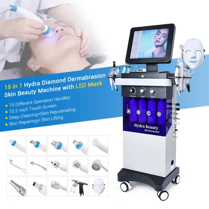 15-in-1 Facial Hydra Dermabrasion Machine: Aqua Facial Cleaning Hydro Microdermabrasion