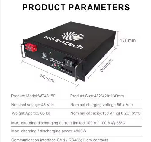 51.2V 150Ah Lithium Battery Telecom Power System with Backup for Telecom Tower and Solar System (7.6kW-15kW Rack Energy).