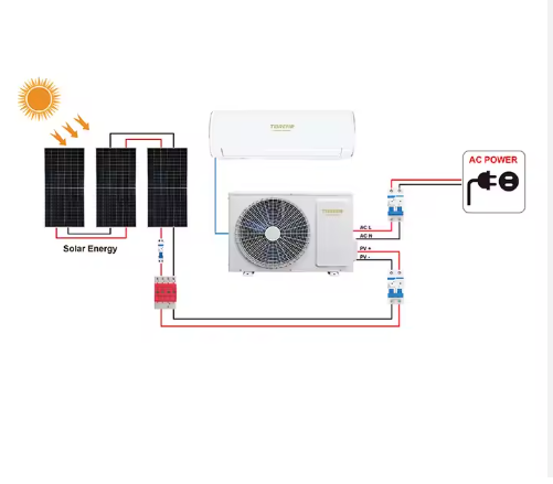 Solar Powered DEYE Air Conditioner Off-Grid DC 48V Hybrid Portable AC 9000 12000 18000 24000 BTU