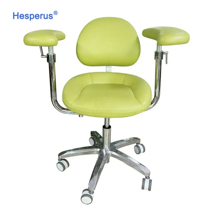 Dental Medical Ergonomic Saddle Stool Chair with Foot Control and Armrest